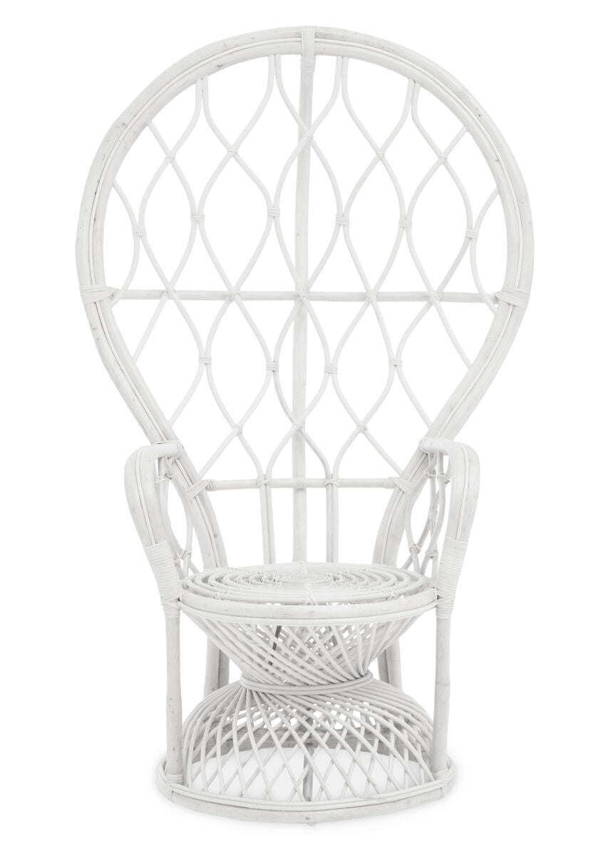 Java Grey & White Natural Rattan Curved Chair