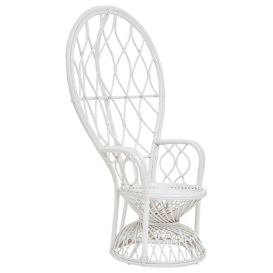 Java Grey & White Natural Rattan Curved Chair