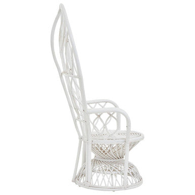 Java Grey & White Natural Rattan Curved Chair