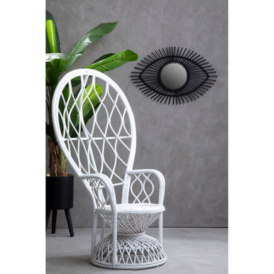 Java Grey & White Natural Rattan Curved Chair