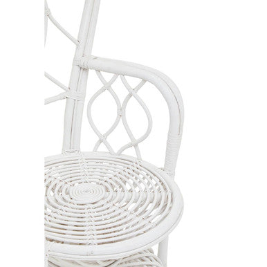 Java Grey & White Natural Rattan Curved Chair