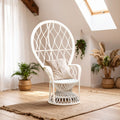 Java Grey & White Natural Rattan Curved Chair