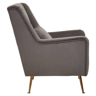 Doucet Grey Velvet Chair With Gold Legs