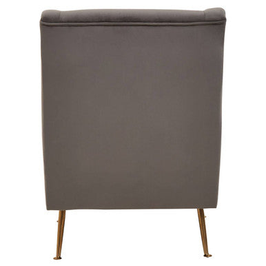 Doucet Grey Velvet Chair With Gold Legs