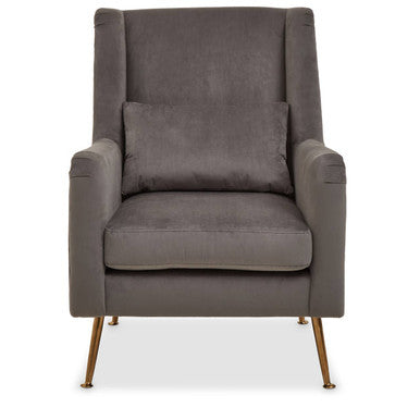 Doucet Grey Velvet Chair With Gold Legs