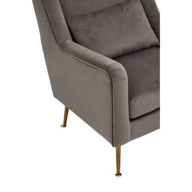 Doucet Grey Velvet Chair With Gold Legs