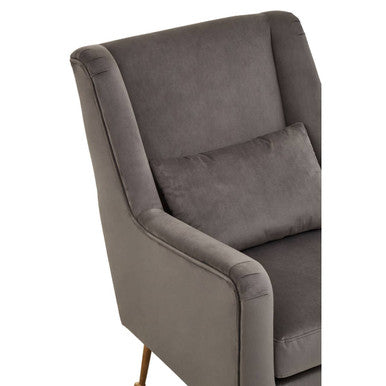 Doucet Grey Velvet Chair With Gold Legs