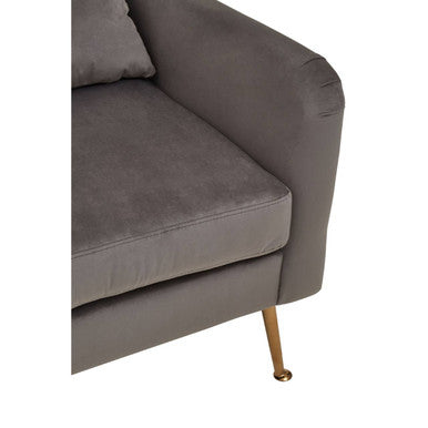 Doucet Grey Velvet Chair With Gold Legs