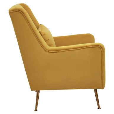 Doucet Yellow Velvet Chair With Gold Legs