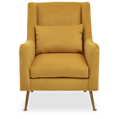 Doucet Yellow Velvet Chair With Gold Legs
