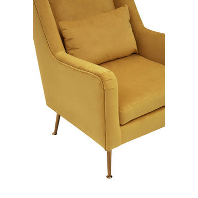 Doucet Yellow Velvet Chair With Gold Legs