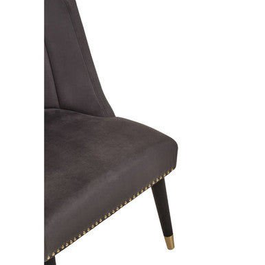Doucet Grey Velvet Dining Chair With Black Legs
