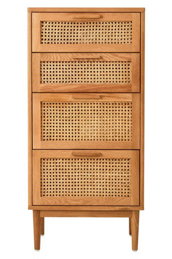 Lyon Rattan & Oak Wood Chest Of Four Drawers