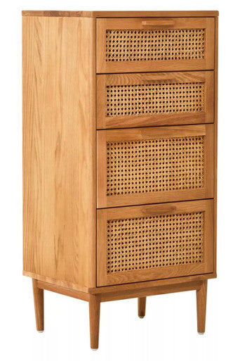 Lyon Rattan & Oak Wood Chest Of Four Drawers