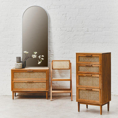 Lyon Rattan & Oak Wood Chest Of Four Drawers