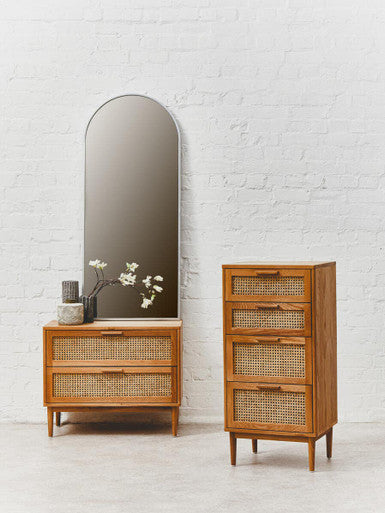 Lyon Rattan & Oak Wood Chest Of Four Drawers