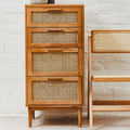 Lyon Rattan & Oak Wood Chest Of Four Drawers