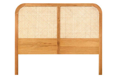 Lyon Rattan & Oak Wood Double Bed Headboard