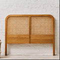 Lyon Rattan & Oak Wood Double Bed Headboard
