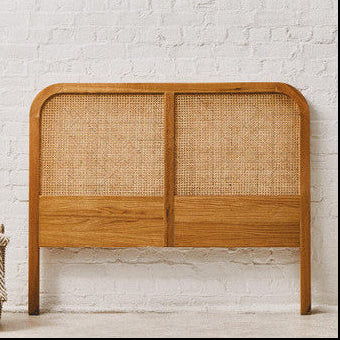 Lyon Rattan & Oak Wood Double Bed Headboard