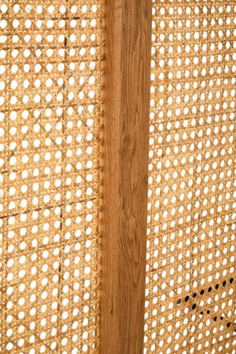Lyon Rattan & Oak Wood Double Bed Headboard