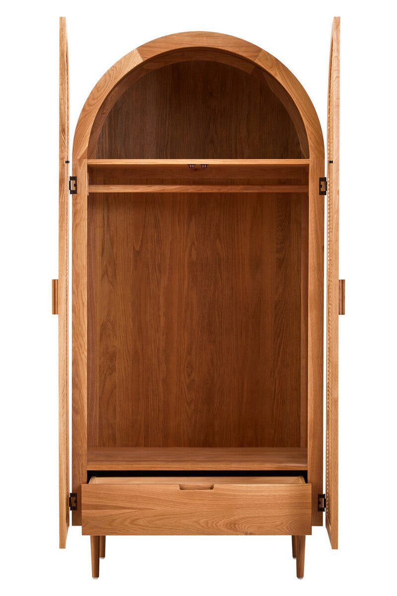 Lyon Rattan & Oak Wood 2 Door Wardrobe