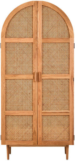 Lyon Rattan & Oak Wood 2 Door Wardrobe
