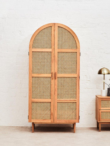 Lyon Rattan & Oak Wood 2 Door Wardrobe