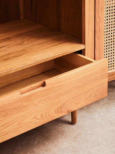 Lyon Rattan & Oak Wood 2 Door Wardrobe