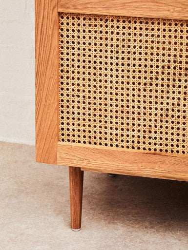 Lyon Rattan & Oak Wood 2 Door Wardrobe