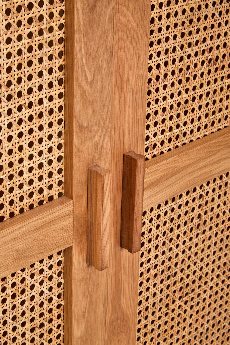 Lyon Rattan & Oak Wood 2 Door Wardrobe