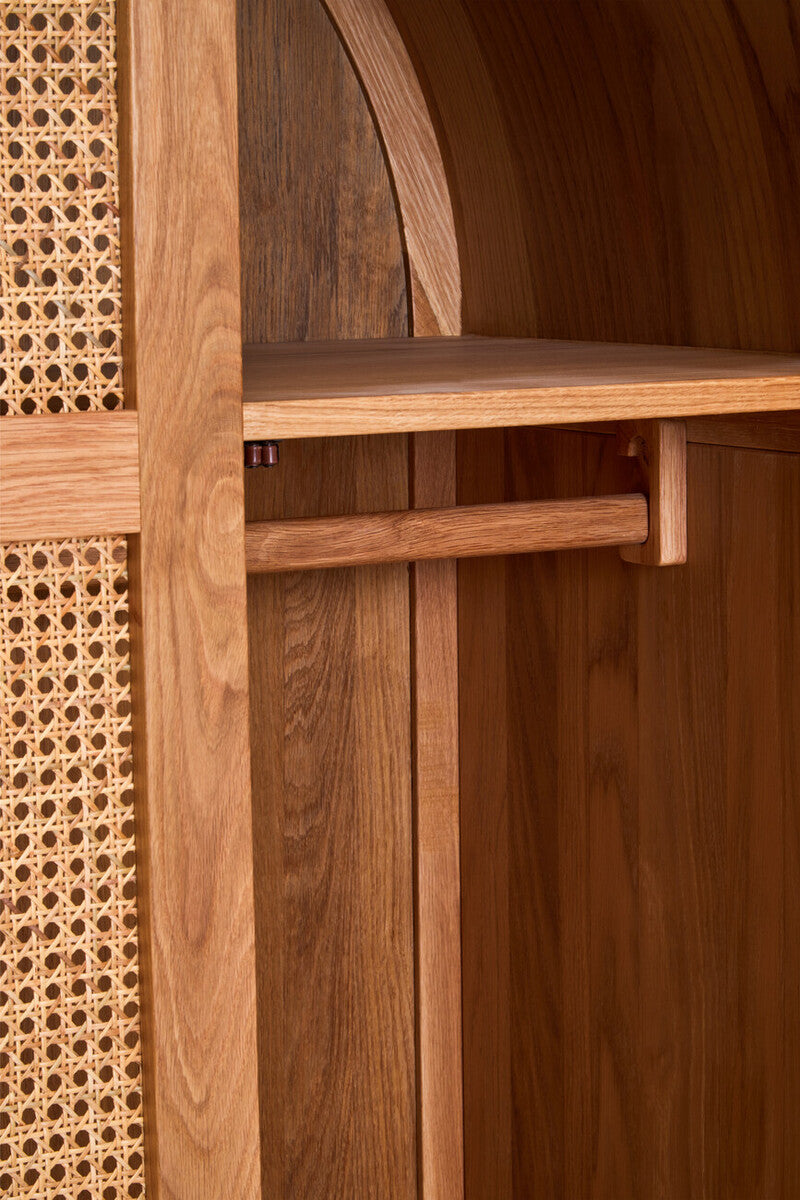 Lyon Rattan & Oak Wood 2 Door Wardrobe