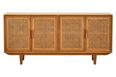 Lyon Rattan & Oak Wood 4 Door Sideboard