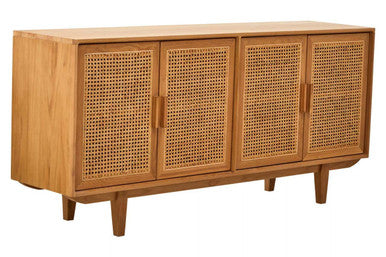 Lyon Rattan & Oak Wood 4 Door Sideboard