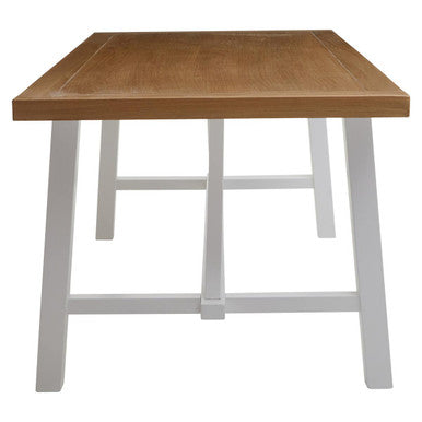 Natural Reclaimed Oak & Birch Wood Rectangular Dining Table With White Painted Base, Parkside