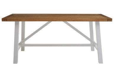 Natural Reclaimed Oak & Birch Wood Rectangular Dining Table With White Painted Base, Parkside