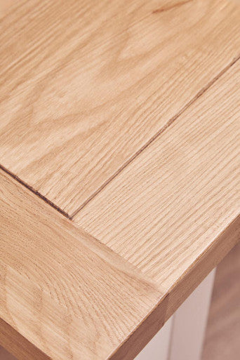Natural Reclaimed Oak & Birch Wood Rectangular Dining Table With White Painted Base, Parkside