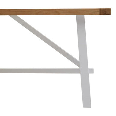 Natural Reclaimed Oak & Birch Wood Rectangular Dining Table With White Painted Base, Parkside