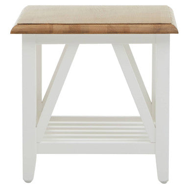 Natural Oak Side Table With White Finished Birch Base & Sculpted Supports, Parkside