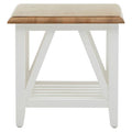 Natural Oak Side Table With White Finished Birch Base & Sculpted Supports, Parkside