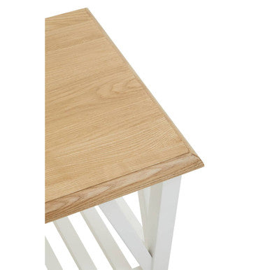 Natural Oak Side Table With White Finished Birch Base & Sculpted Supports, Parkside