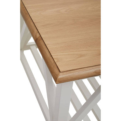 Natural Oak Top Coffee Table With Lower Shelf White Birch Wood Base, Parkside