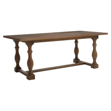 Natural Rectangular Oak Dining Table With Artistically Carved Pedestal Legs, Parkside