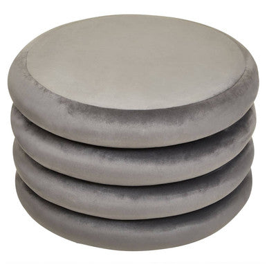 Hartford Grey Velvet Round Pouffe