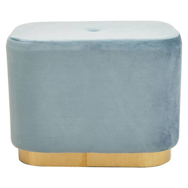 Hartford Blue Velvet & Matte Gold Rectangular Pouffe