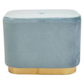 Hartford Blue Velvet & Matte Gold Rectangular Pouffe
