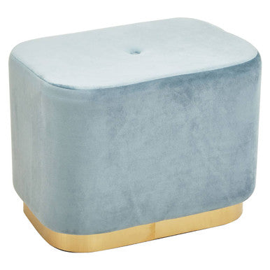 Hartford Blue Velvet & Matte Gold Rectangular Pouffe