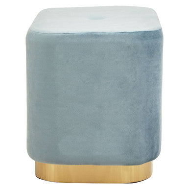 Hartford Blue Velvet & Matte Gold Rectangular Pouffe