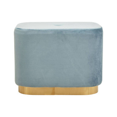 Hartford Blue Velvet & Matte Gold Rectangular Pouffe