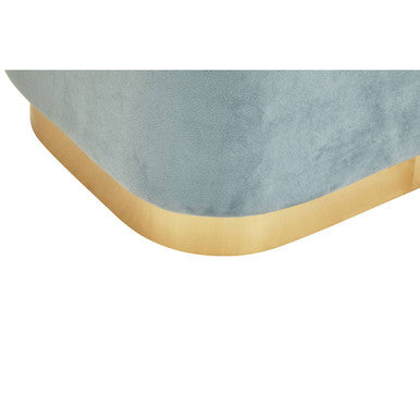 Hartford Blue Velvet & Matte Gold Rectangular Pouffe